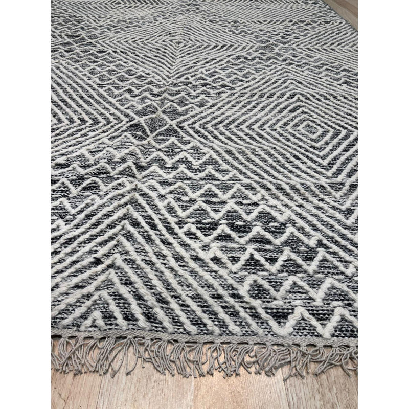 Dakota Fields Handmade HandKnotted Wool Black Rug Wayfair